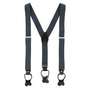 CTM Men's 1.375 Inch Wide Solid Color Y-Back Button-End Suspenders
